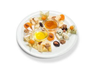 Assorted Cheese with honey and Apricot jam photo Assorted Cheese with honey and Apricot jam image
