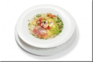 Уха «Царская» из лосося, судака и палтуса фото Уха «Царская» из лосося, судака и палтуса картинка