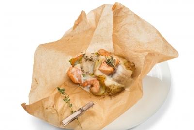 Pike Perch, Salmon and Tiger Shrimps photo Pike Perch, Salmon and Tiger Shrimps image